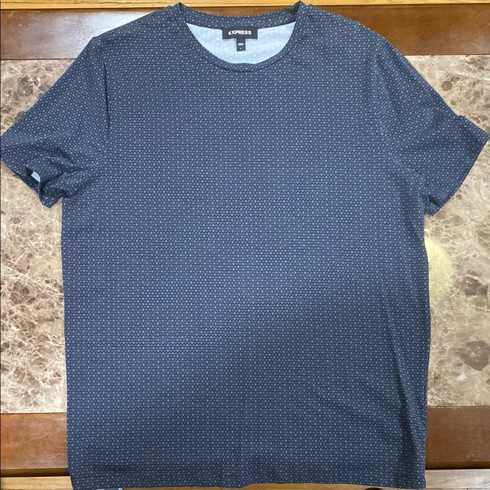 Express Men's Blue Patterned Shirt
